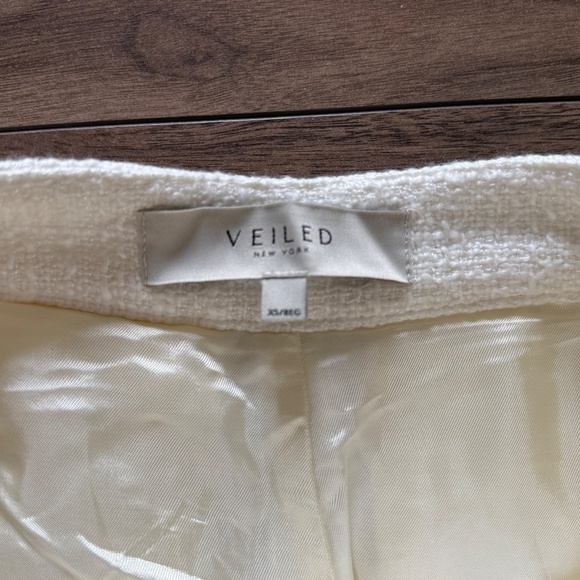 Veiled | XS Cream Tweed Pleated Trousers – Elegant & Modest Fit - Picture 7 of 8